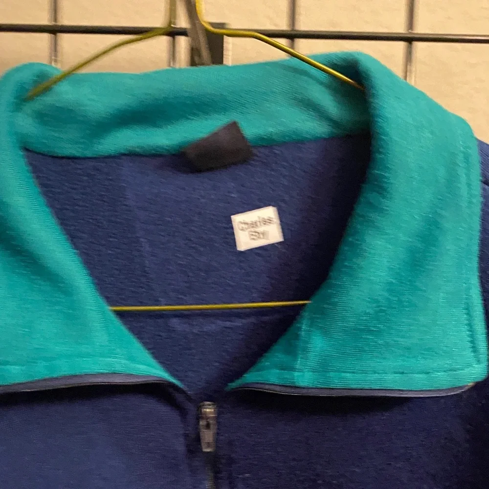 Patagonia Men's Blue and Teal half Zip-Up Sweater